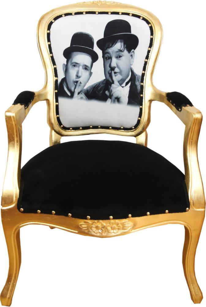 Casa Padrino Barock Luxus Barock Salon Stuhl Laurel & Hardy / Gold Bild 1