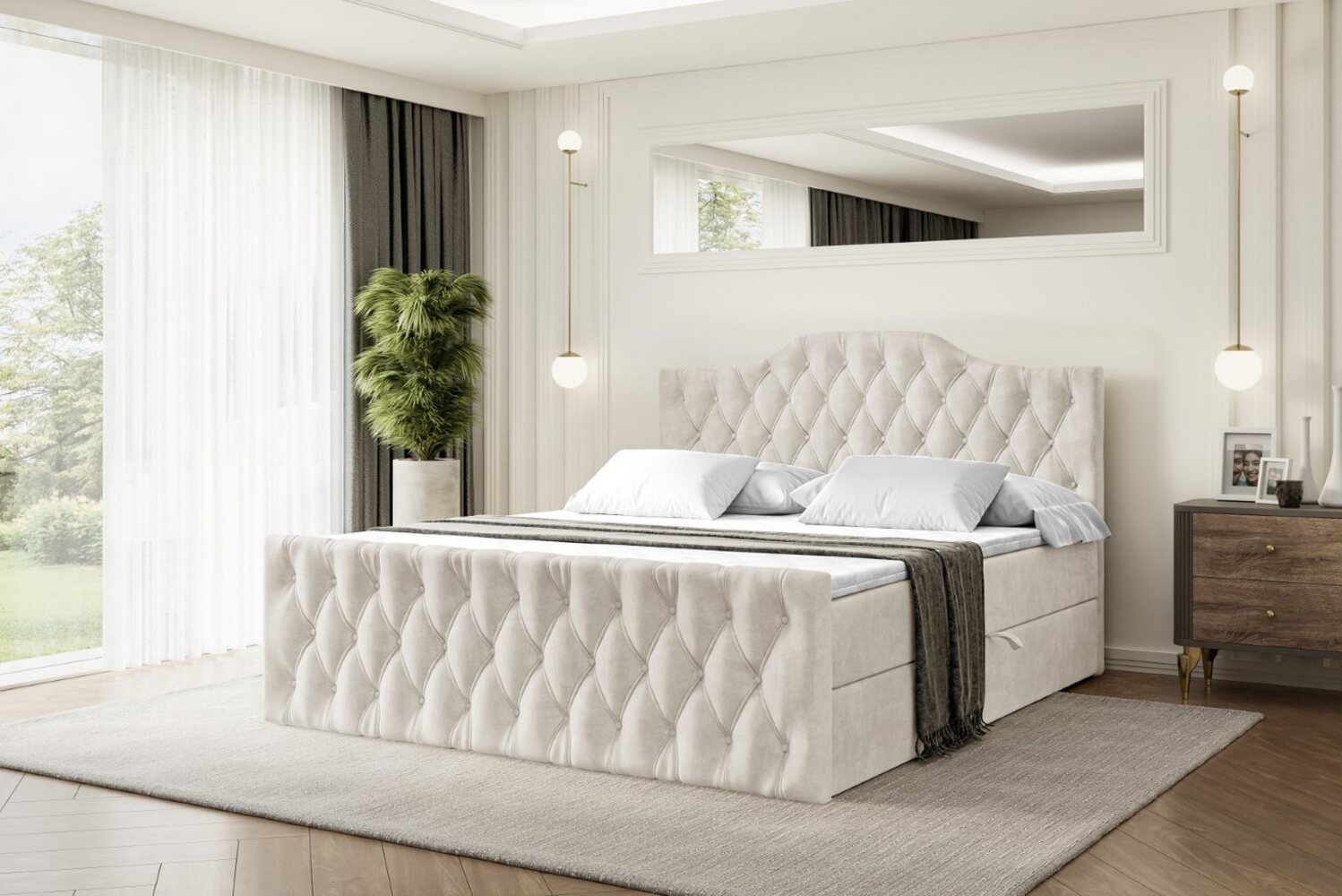ALTDECOR Boxbett VILA-1-Z (Multipocket-Matratze H4, H3 Matratze Bonellfederung, Topper, Kopfteil), Doppelbett mit Fußteil Bild 1