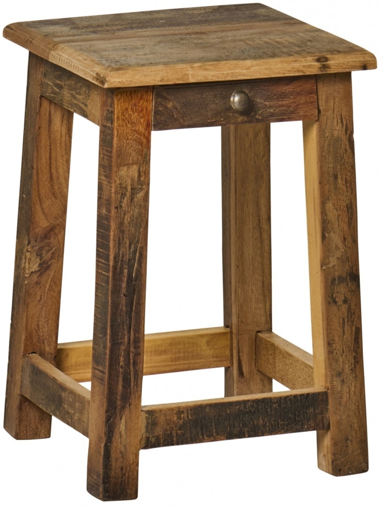 Ib Laursen - Beistelltisch Nachttisch Hocker Holz UNIKA mit Schublade 21036-30 Bild 1