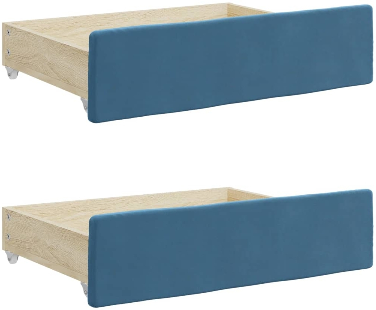 vidaXL Bettschubladen 2 Stk. Blau Holzwerkstoff und Samt 833915 Bild 1