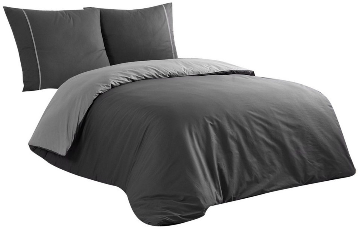 CLASS HOME COLLECTION Bettwäsche Wende Bettwäsche Baumwolle Doubleface Set mit Reißverschluss Uni, 100% Baumwolle, 3 teilig, verdeckter Reißverschluss Bild 1