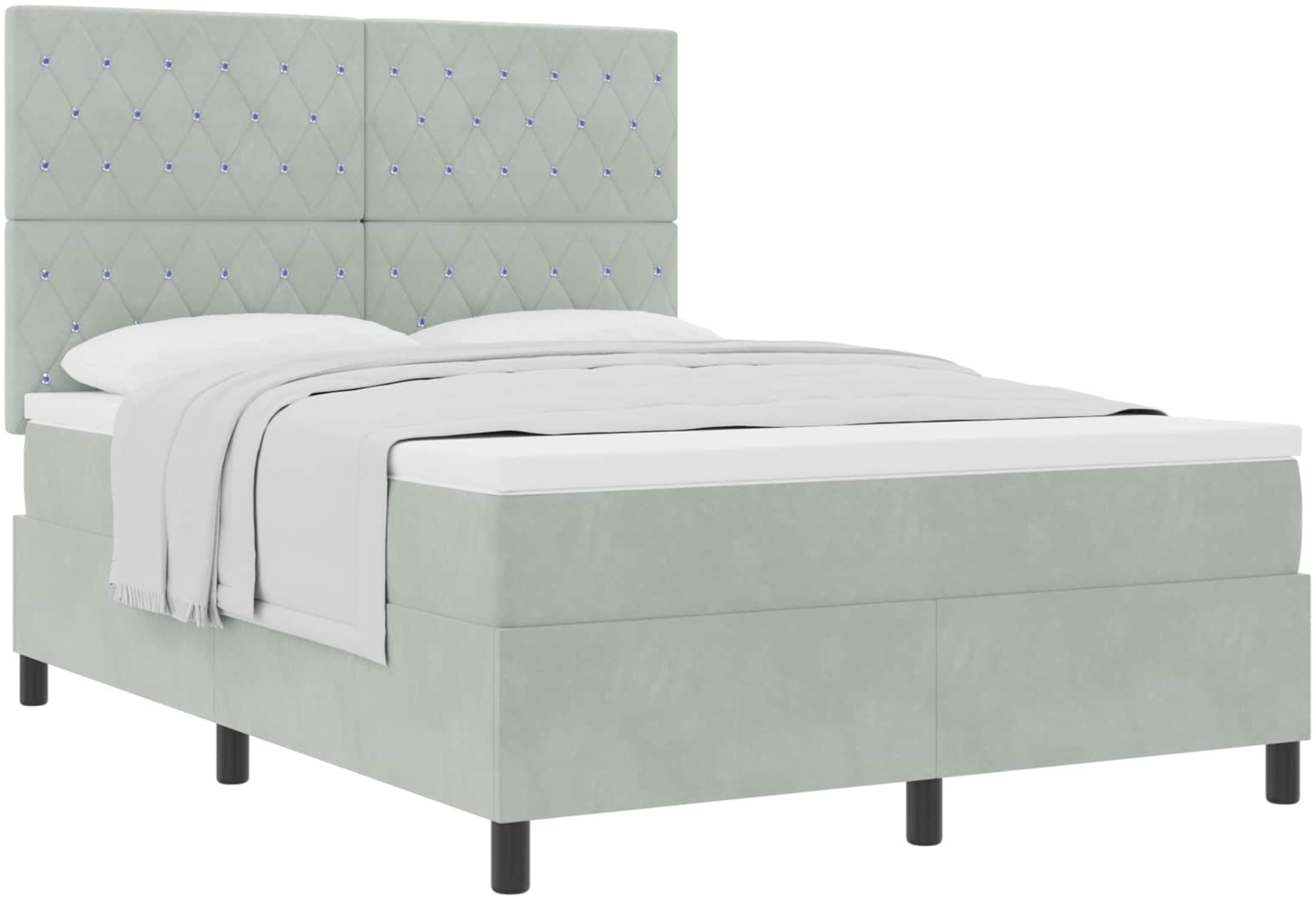 vidaXL Boxspringbett mit Matratze Hellgrau 160 x 200 cm Stoff 3339776 Bild 1