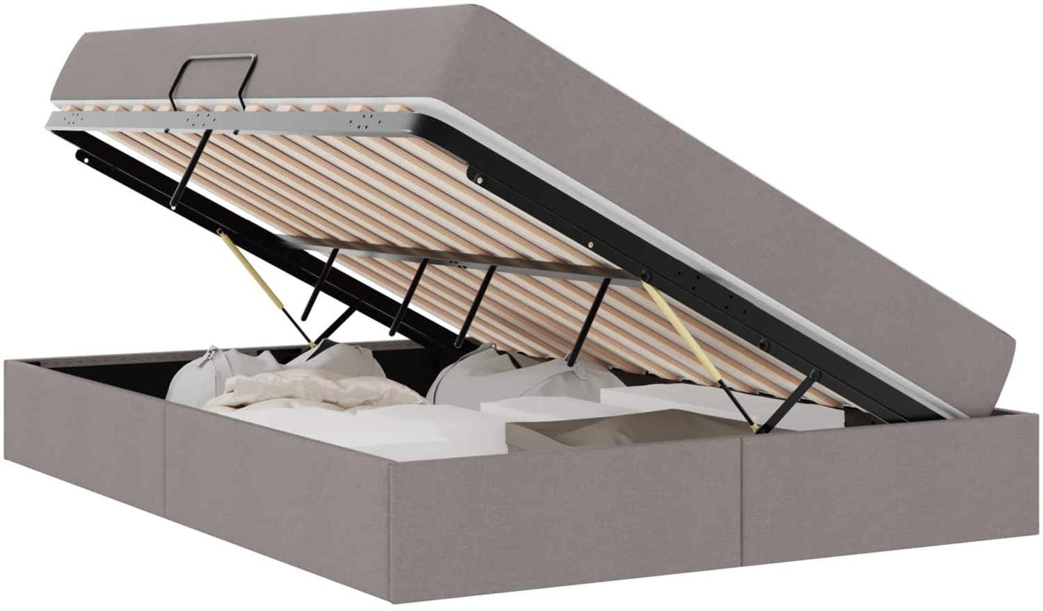 vidaXL Aufbewahrungsbett mit Matratze Taupe 140x190 cm Polyester 3399661 Bild 1