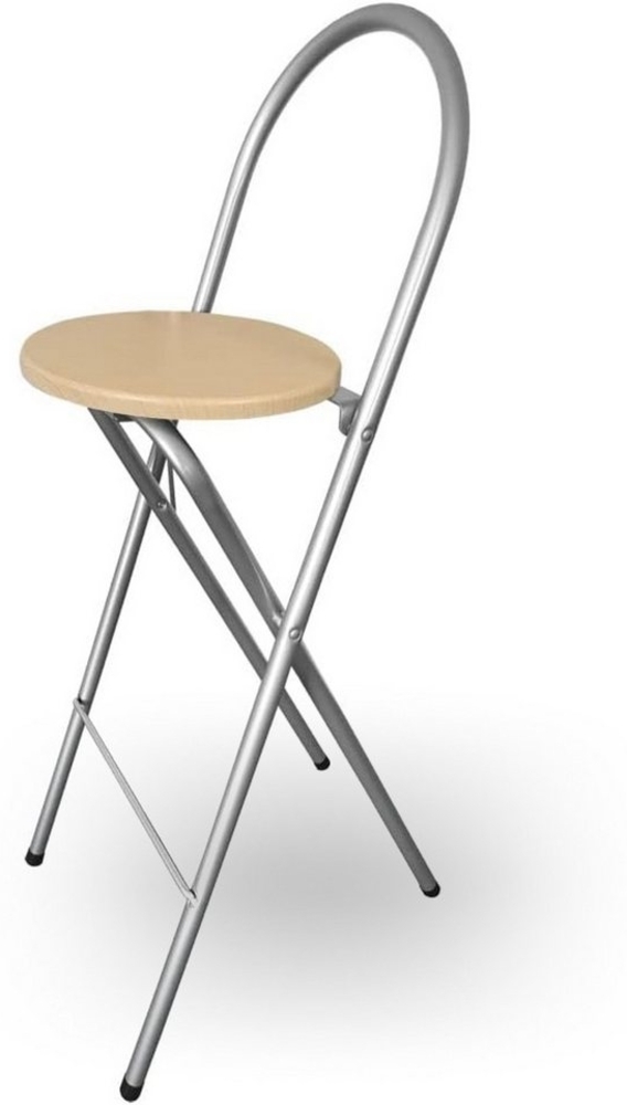 KMH®, Praktischer zusammenklappbarer Barhocker mit Buchendekor (#204708) Bild 1