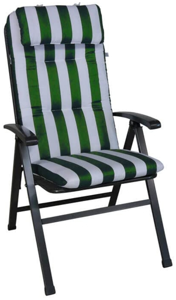 Angerer Freizeitmöbel GmbH Auflage für Gartenmöbel - Stuhlauflage hoch Made in Germany (Grün-Weiß gestreift) Bild 1