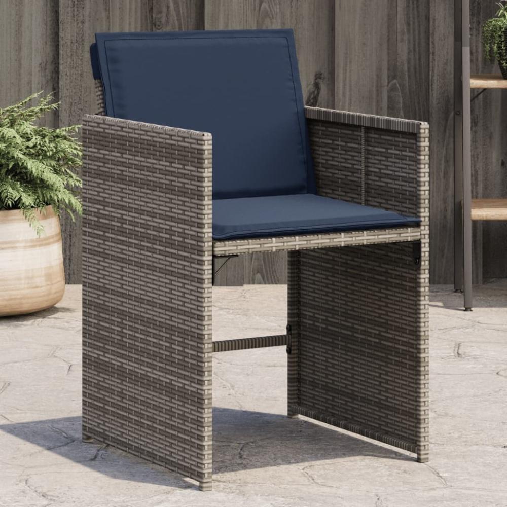 vidaXL Gartenstühle mit Kissen 4 Stk. Grau Poly Rattan 4007462 Bild 1