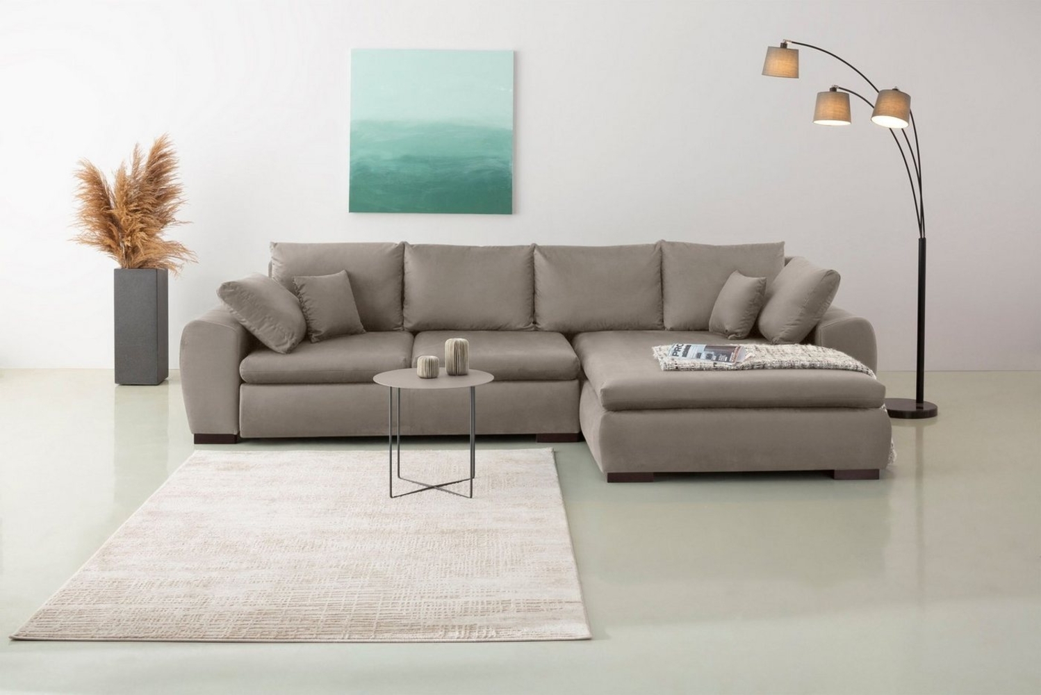 Home affaire Ecksofa Cara Mia L-Form, wahlweise mit Bettfunktion und Bettkasten, Massivholzfüße Bild 1