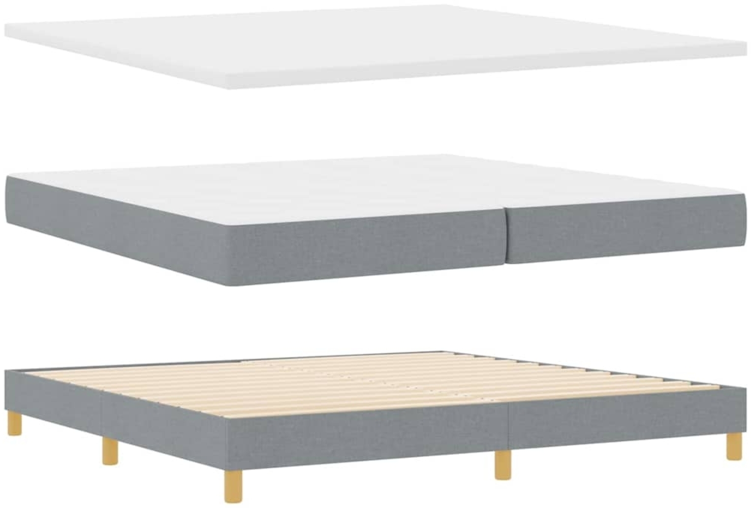 vidaXL Boxspringbett mit Matratze Creme 90x200 cm Stoff Hellgrau 3340297 Bild 1