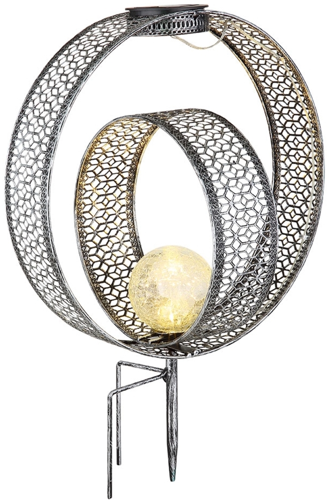 LED Solarleuchte, Erdspieß, Kugel, crackle-Glas, H 42 cm Bild 1