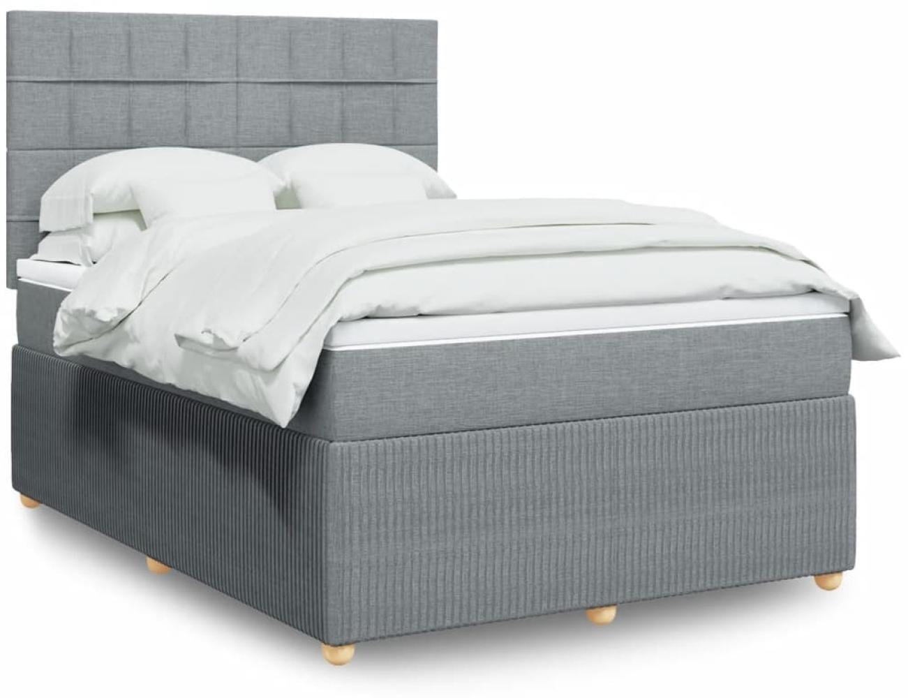 vidaXL Boxspringbett mit Matratze Hellgrau 160x200 cm Stoff 3294407 Bild 1