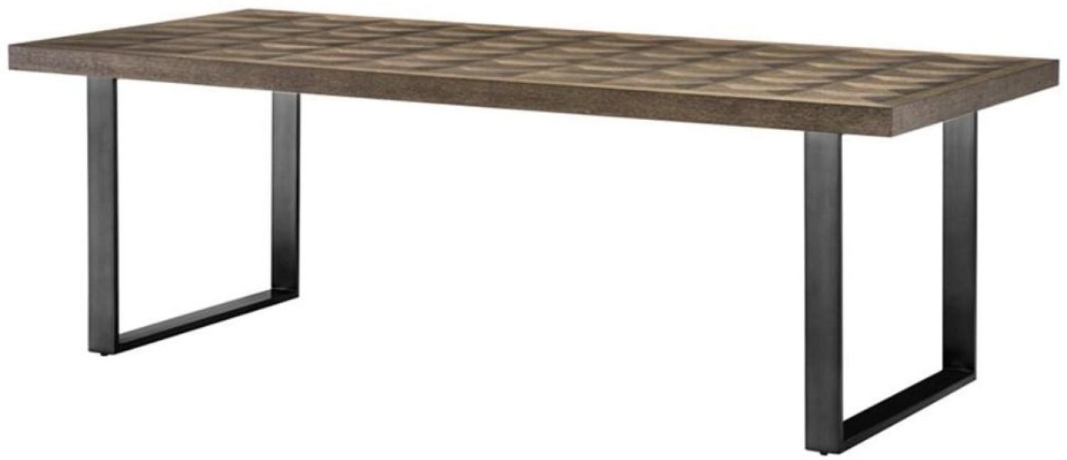 Casa Padrino Esstisch Braun / Bronze 230 x 100 x H. 75 cm - Luxus Küchentisch mit Eichenfurnier Tischplatte Bild 1