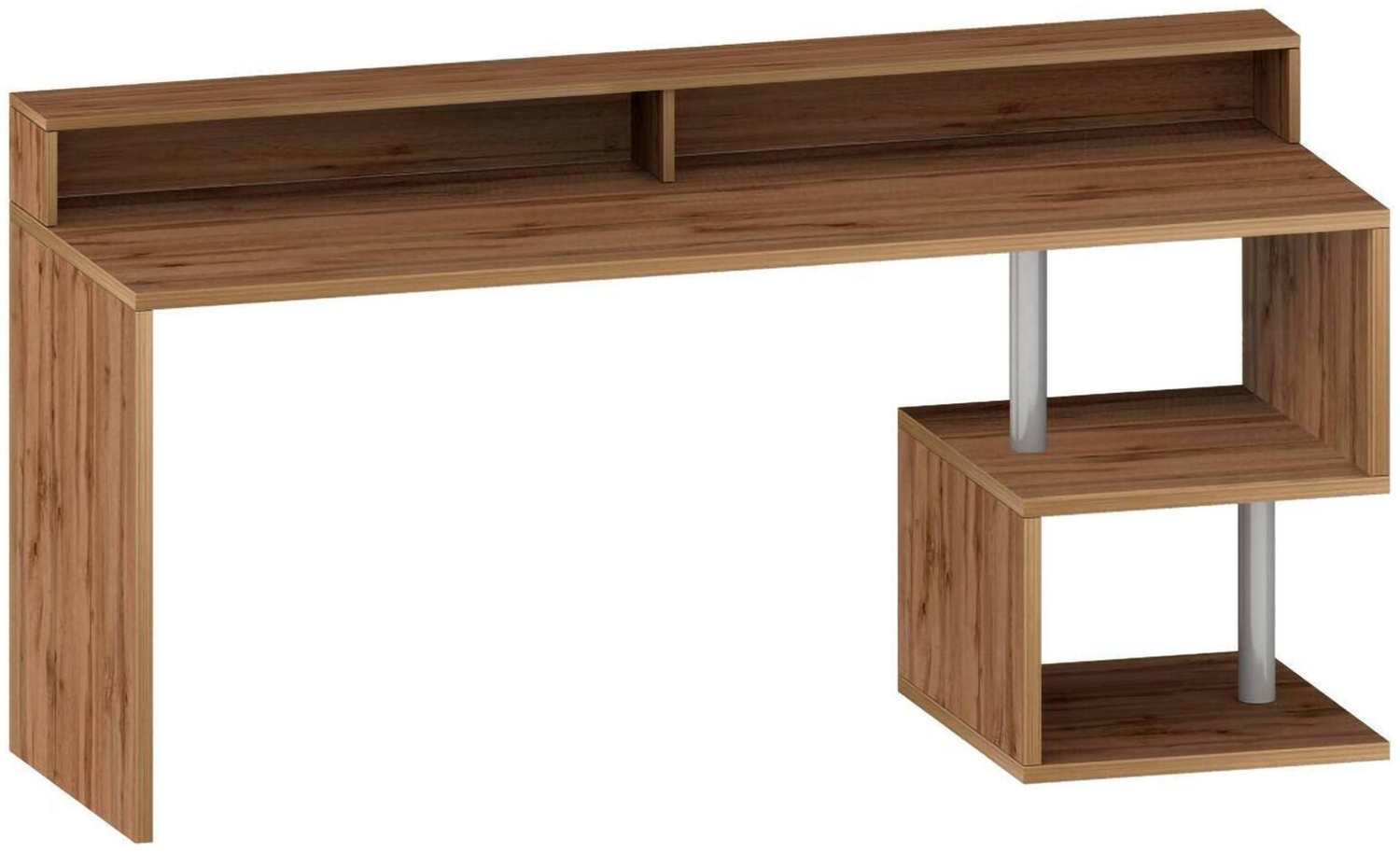 Dmora Schreibtisch Arre, Linearer Schreibtisch mit Ablagefächern und LED-Leuchten, Mehrzweck-Büroschreibtisch mit Platte, 180x60h93 cm, Eiche Bild 1