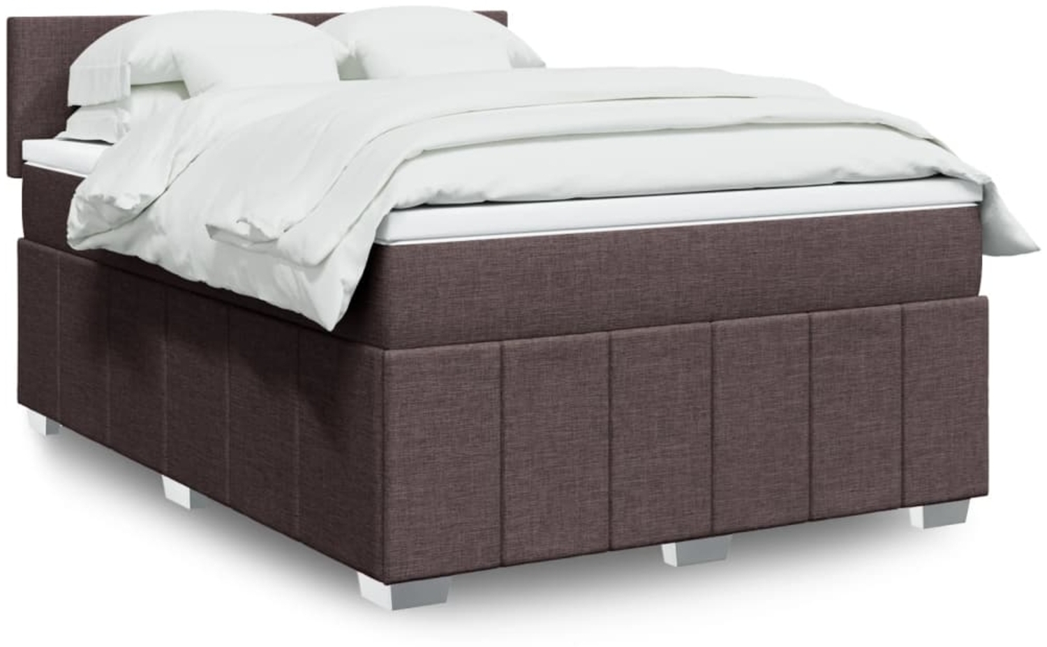 vidaXL Boxspringbett mit Matratze Dunkelbraun 160x200 cm Stoff 3287115 Bild 1