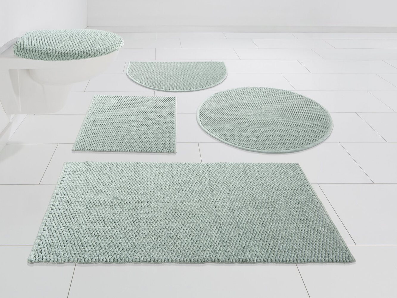 Home affaire Badematte Dalia, Höhe 4 mm, fußbodenheizungsgeeignet, strapazierfähig, Baumwolle, rund, Baumwolle, Badteppich, Badematten auch als 2-teiliges Set erhältlich Bild 1