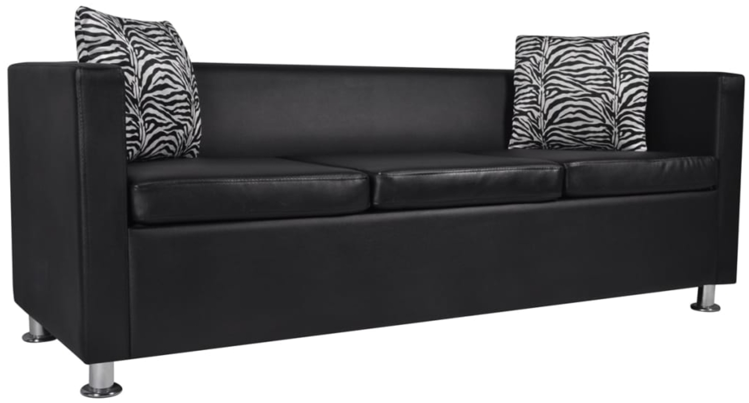 vidaXL 3-Sitzer-Sofa Kunstleder Schwarz [242208] Bild 1