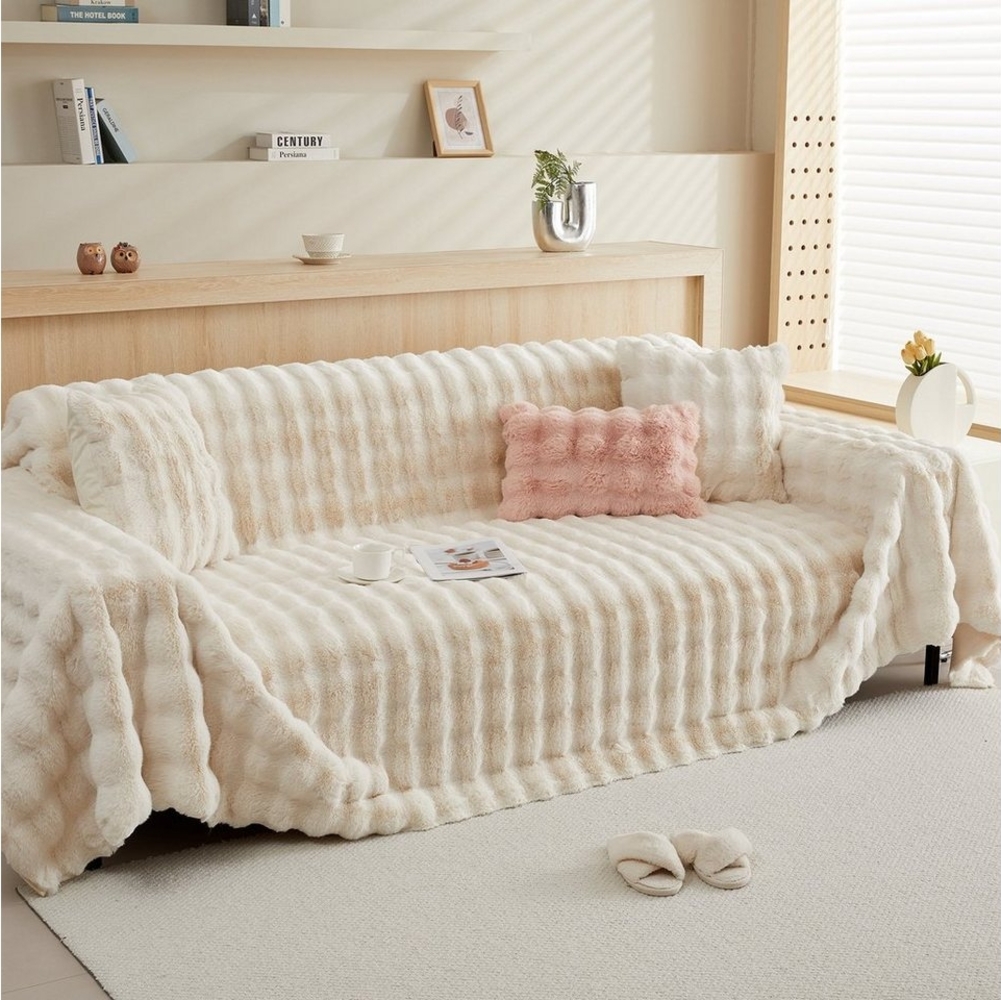 Wohndecke Kunstfelldecken Kaninchen Plüsch Decke,Soft Wohndecke Tagesdecke, BTTO, Warme Überwurfdecke Sofadecke, Blanket Für Bett Sofa Schlafzimmer Büro Bild 1