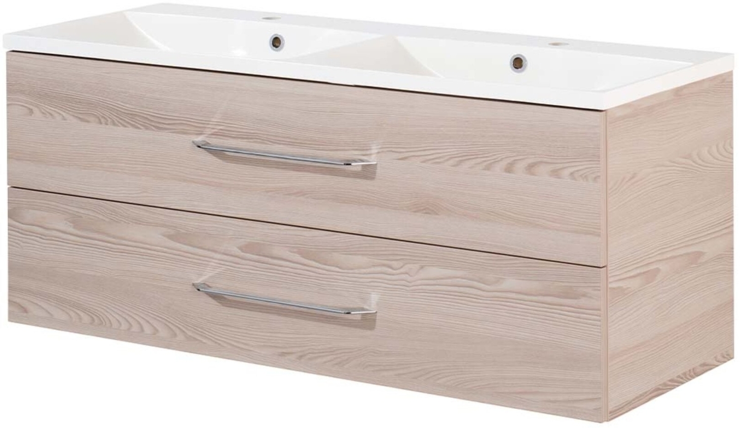 Fackelmann B.CLEVER Doppel-Waschtisch Set, Gussmarmor 120 cm, Braun hell Bild 1