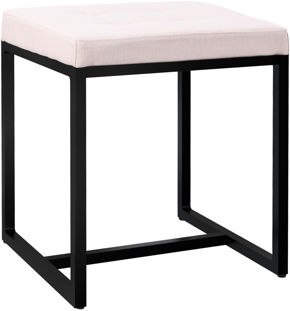 CLP Sitzhocker Barci mit Polsterung und schwarzem Eisengestell,creme Stoff Bild 1
