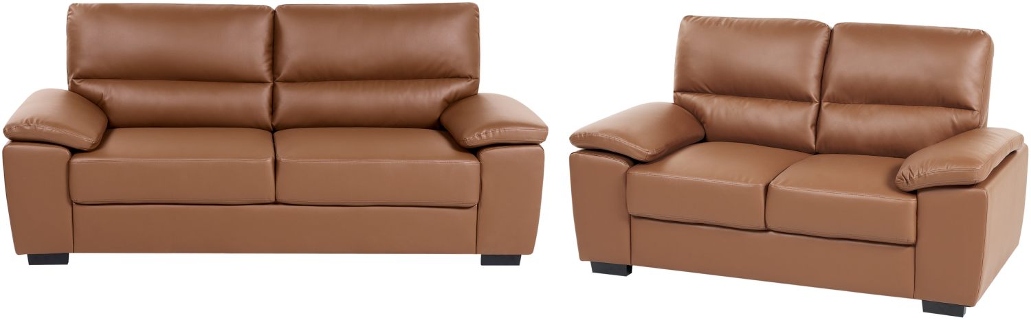 Sofa Set Kunstleder goldbraun 5-Sitzer VOGAR Bild 1