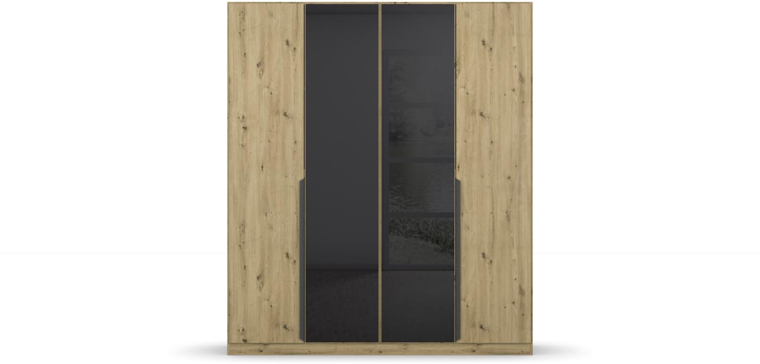 Drehtürenschrank >Artemis< in Eiche Artisan / Glas basalt - 181x210x54 (BxHxT) Bild 1