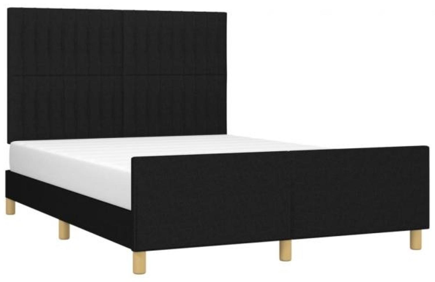 Doppelbett, Polsterbett mit Kopfteil Stoff Schwarz 140 x 190 cm Bild 1