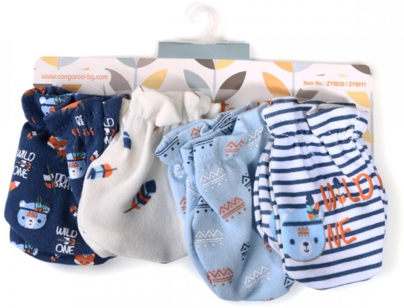 Cangaroo Babyhandschuhe Tibby 4er-Set Fäustlinge, 100% Baumwolle, ab Geburt blau Bild 1