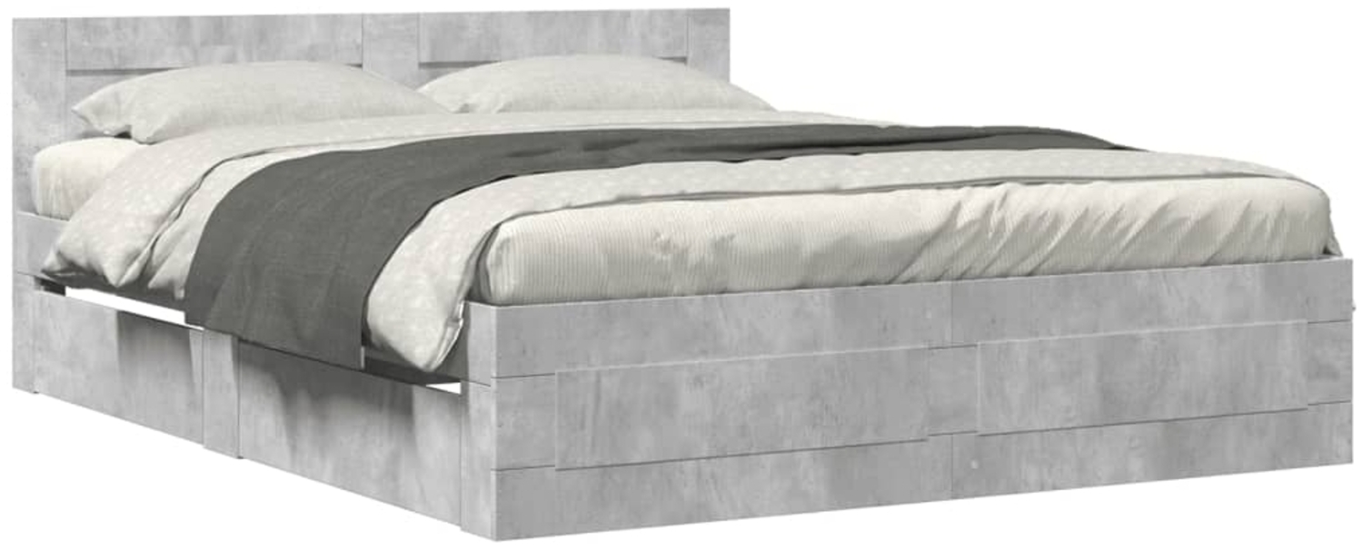 vidaXL Bettgestell mit Kopfteil Betongrau 150x200 cm Holzwerkstoff 3295558 Bild 1