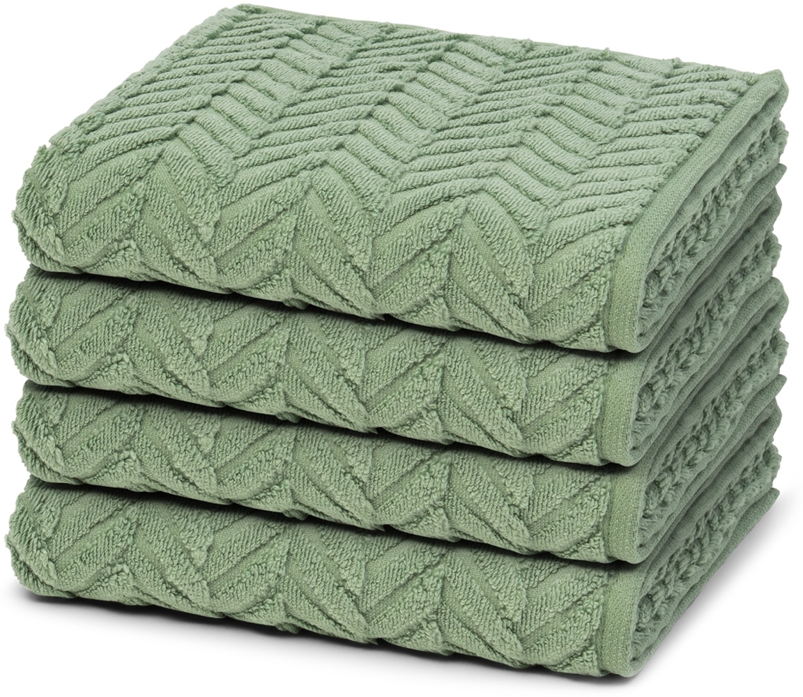 Ross Sensual Skin Zopf 4 tlg. Frottier-Set - 4 X Handtuch (50 X 100cm) - 500 g/m2 - Piniengrün Bild 1