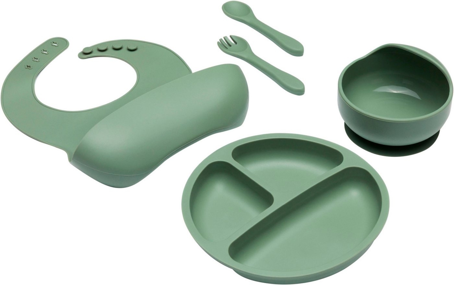 Fillikid Kindergeschirr-Set Silikonset (4-tlg), 1 Personen, Silikon, inkluisve Lätzchen Bild 1