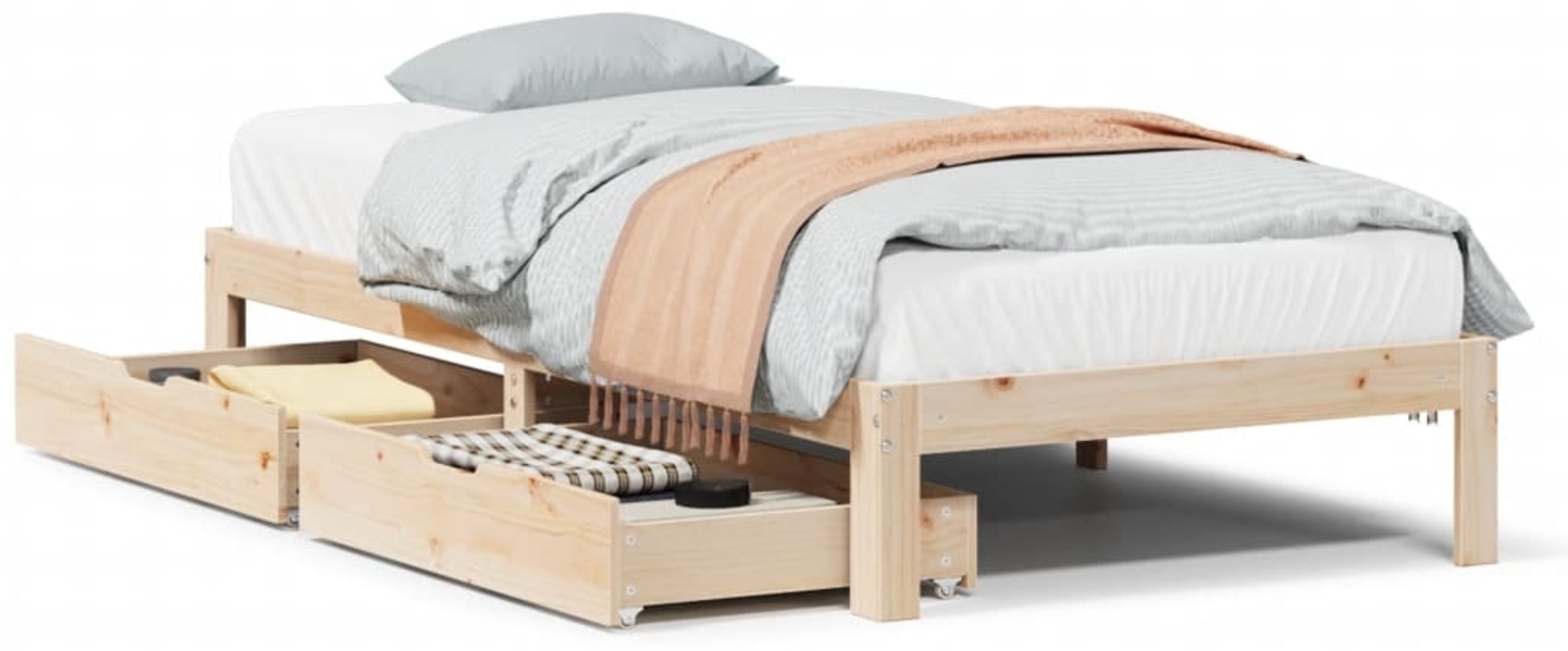 vidaXL Massivholzbett mit Schubladen 90x190 cm Massivholz Kiefer 3301934 Bild 1