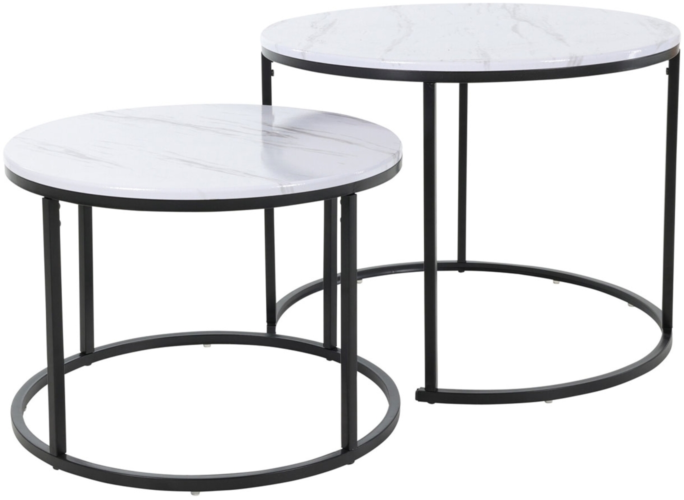 Mirjan24 'Ewasy' Set 2 Couchtische, Schwarz, Weiß Marmor-Optik Bild 1