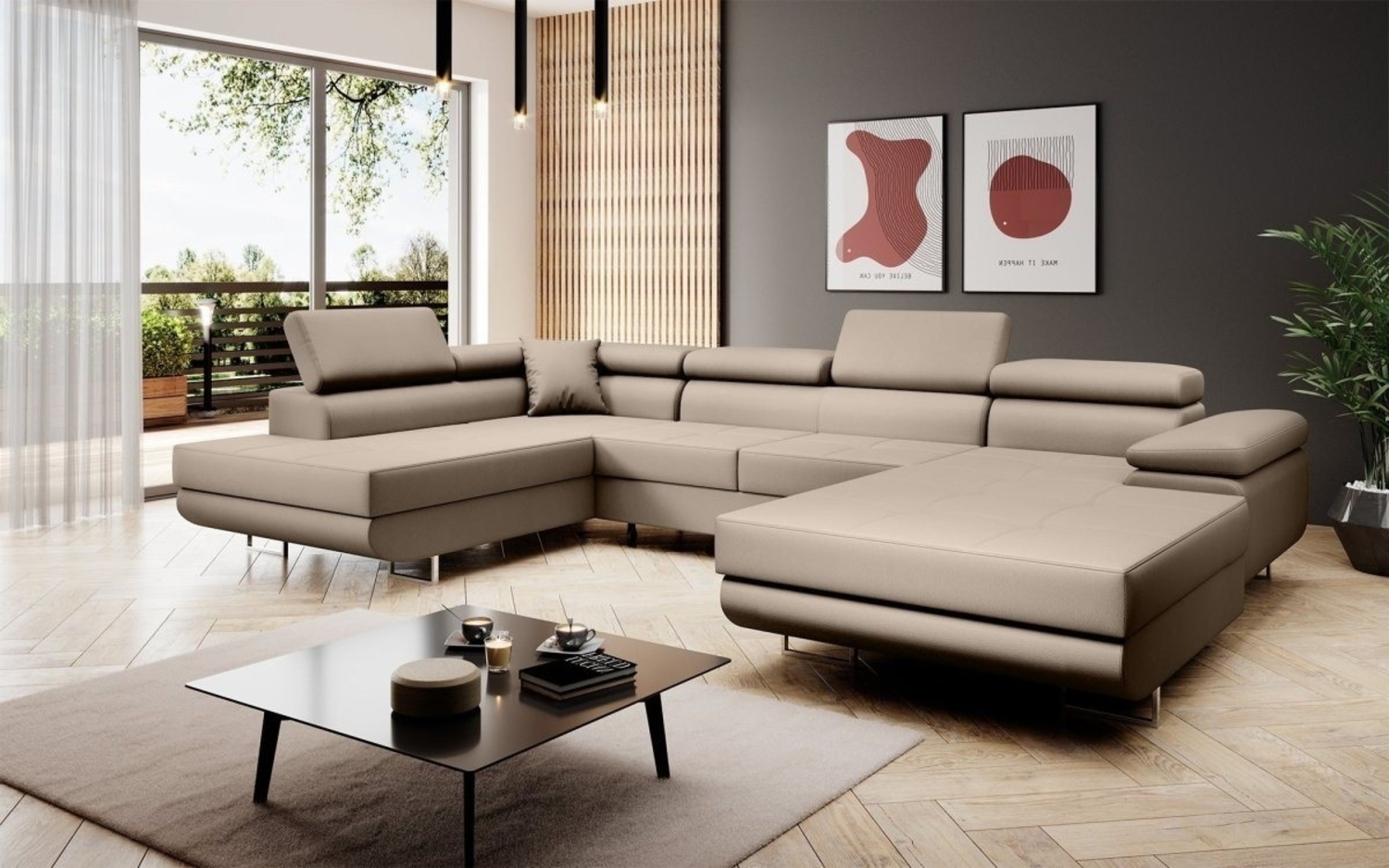 Luxusbetten24 Schlafsofa Designer Sofa Lago, mit Stauraum und Schlaffunktion Bild 1