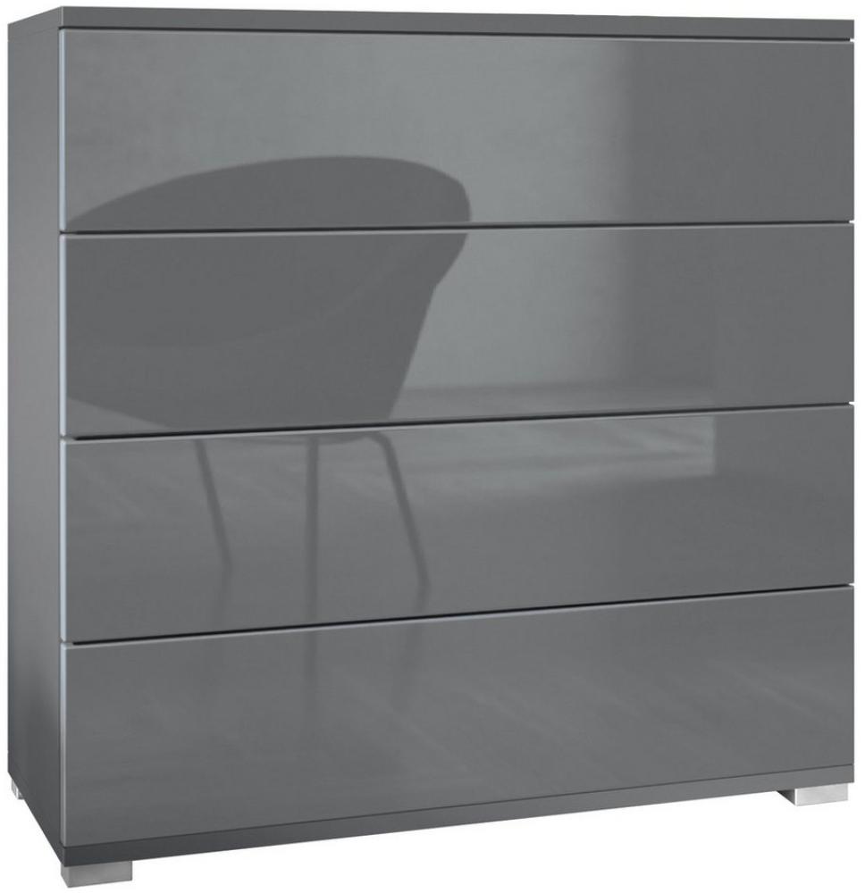 Vladon Kommode Pavos V3 (Sideboard, mit 4 Schubladen), Anthrazit matt/Grau Hochglanz (76 x 76 x 35 cm) Bild 1