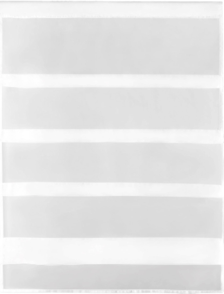Transparente Bistrogardine Raffoptik mit Stangendurchzug in Voile, schlicht und modern in vielen verschiedenen Farben erhältlich (80 x 110 cm / weiß - reinweiß) Bild 1