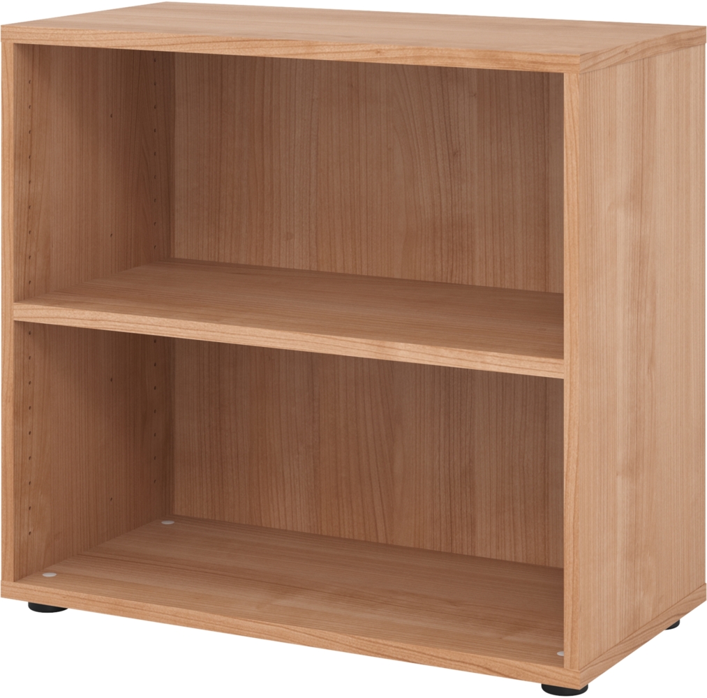 bümö Regal Nussbaum, Standregal aus Holz für 2 Ordnerhöhen - Bücherregal klein 80 cm breit, Aktenregal für Ordner & Bücher, kleines Büroregal, Holzregal, Ordnerregal, Buchregal Dachschräge, 928RE-N Bild 1