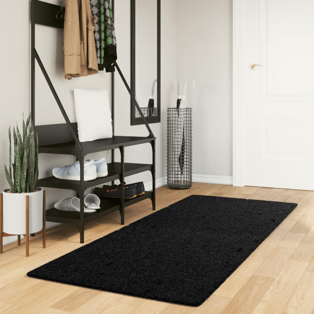 vidaXL Shaggy-Teppich PAMPLONA Hochflor Modern Schwarz 80x200 cm Bild 1