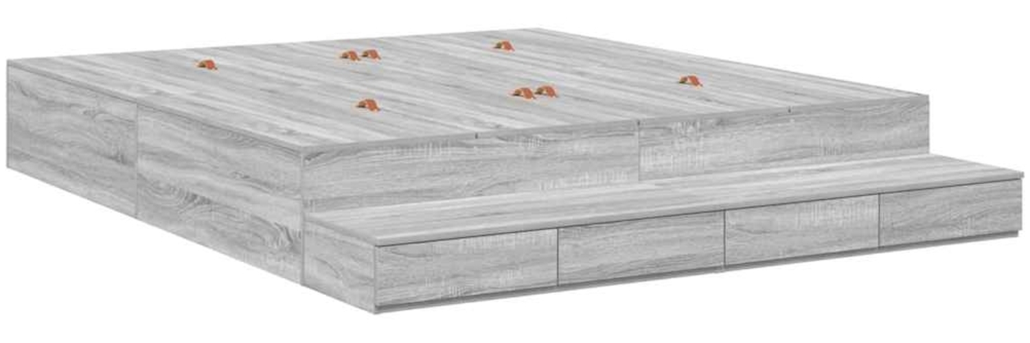 vidaXL Aufbewahrungsbettgestell Graues Sonoma 200 cm Holzwerkstoff 3335626 Bild 1