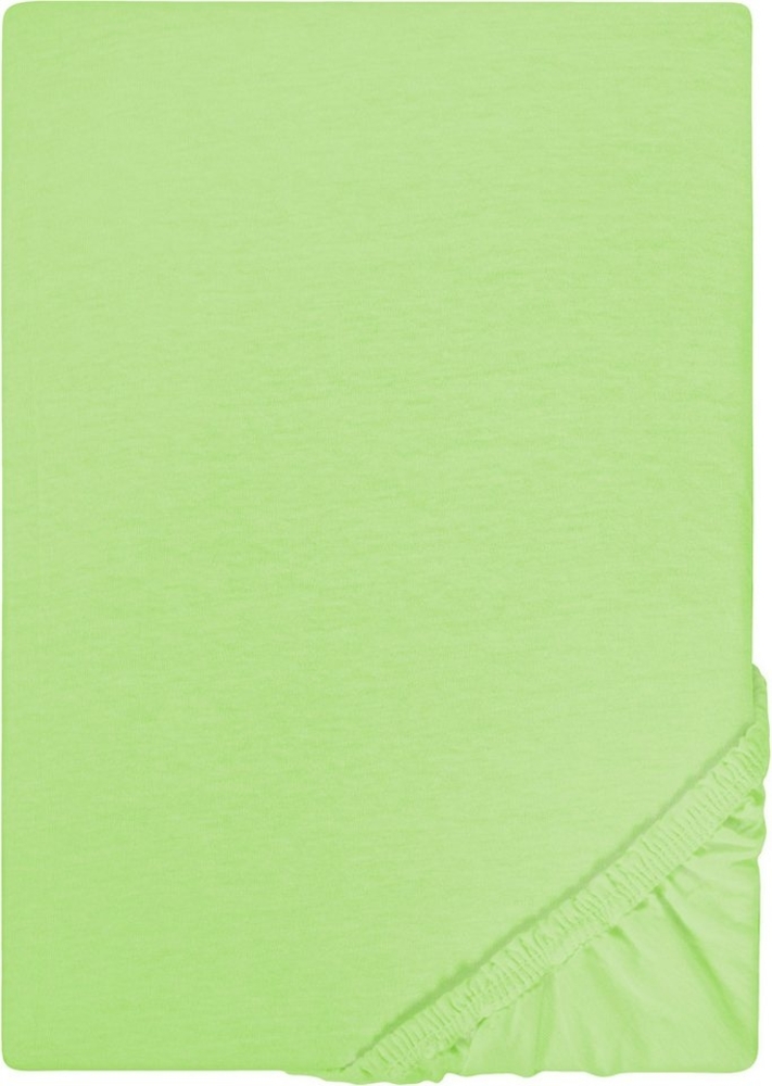 Biberna Jersey-Spannbetttuch, 100 % Baumwolle, Hellgrün, 1x 90x190 cm - 100x200 cm Bild 1