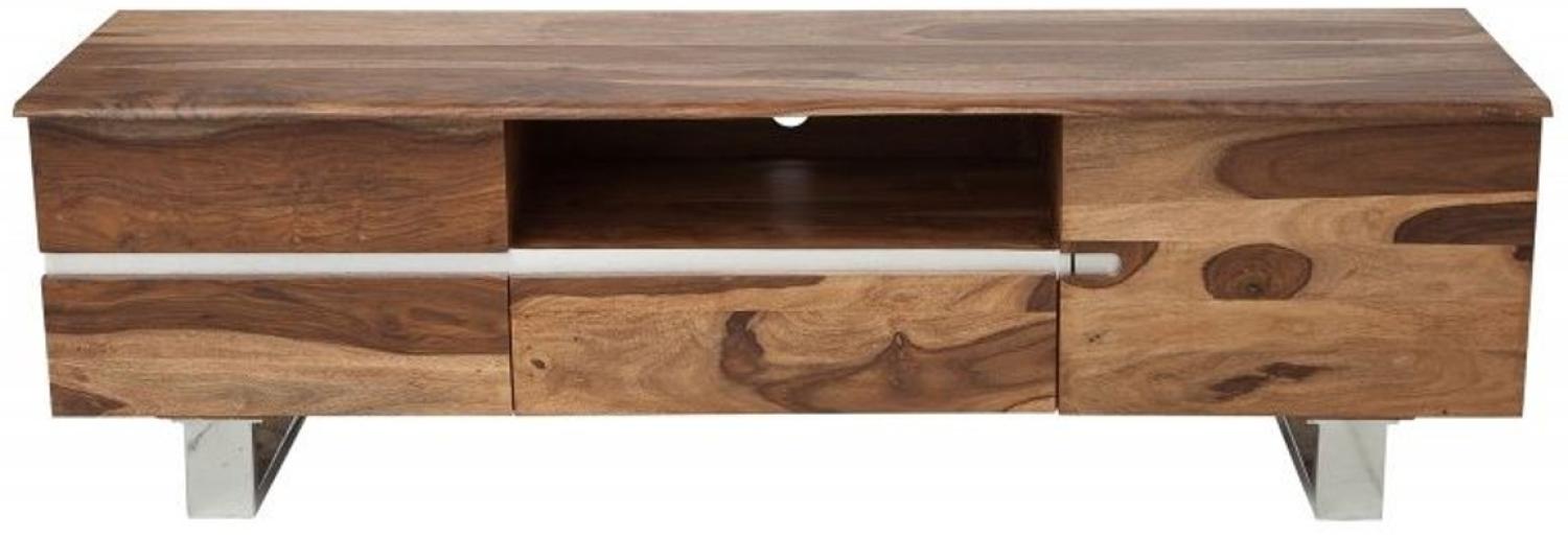 Casa Padrino Designer Fernsehschrank Natur B. 160cm x H. 50cm x T. 45cm - Sideboard - Kommode - Handgefertigt Massivholz! Bild 1