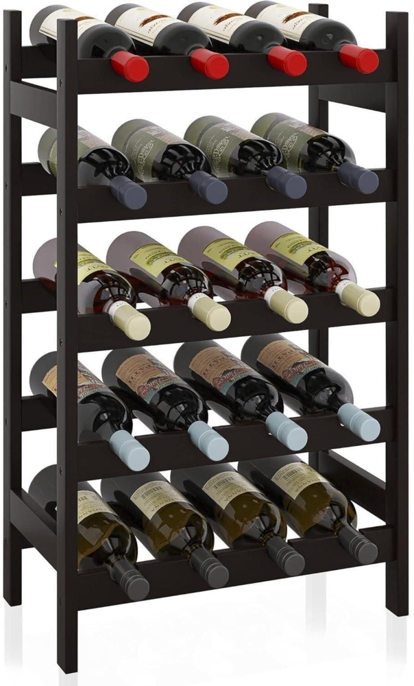Bambus Weinregal 20 Flaschen 5-stöckig freistehend Küche Bar dunkelbraun Bild 1