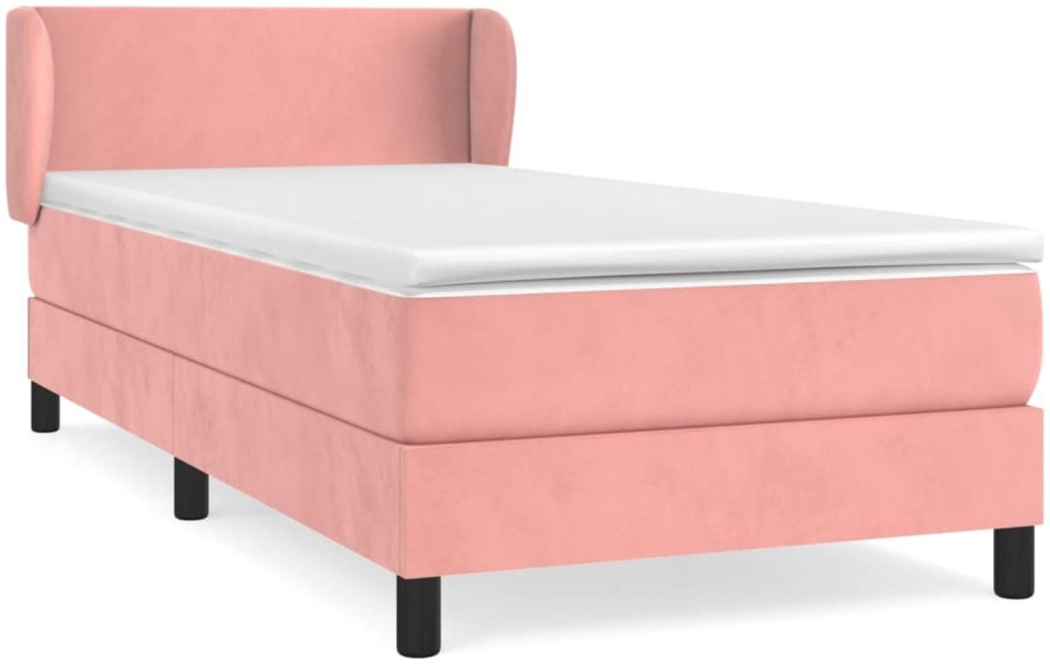 vidaXL Boxspringbett mit Matratze Rosa 90x190 cm Samt 3127348 Bild 1