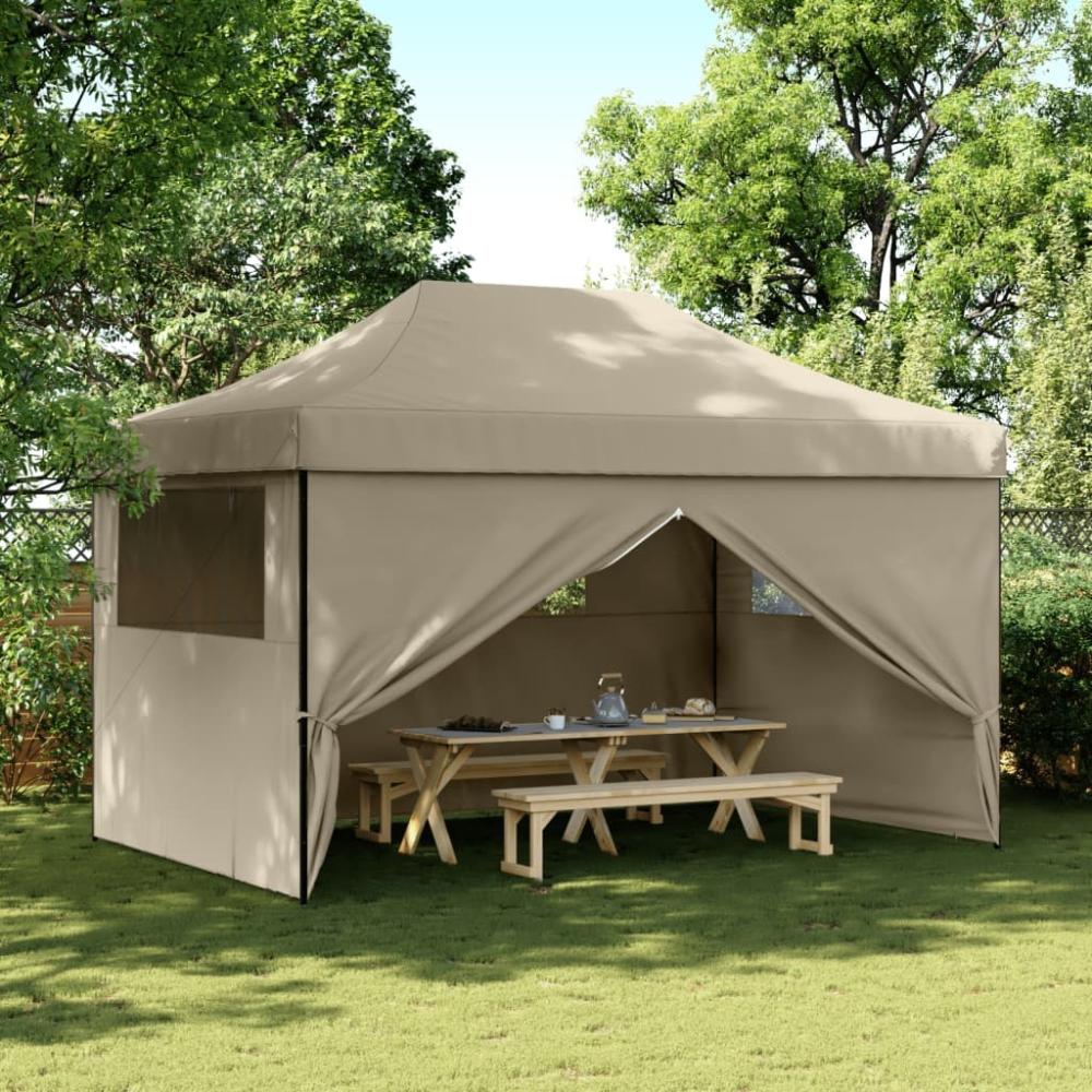 vidaXL Partyzelt Faltbar Pop-Up mit 4 Seitenteilen Taupe 4004978 Bild 1