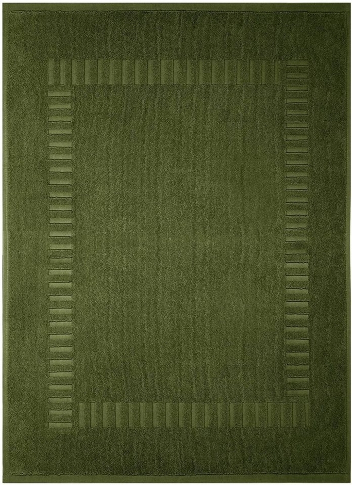 Lashuma Badematte Pure, Höhe 5 mm, schnell trocknend, Baumwolle, rechteckig, grüner Badewannen Vorleger 50x70 cm saugstark Bild 1