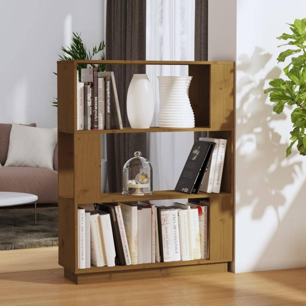 vidaXL Bücherregal/Raumteiler Honigbraun 80x25x101 cm Massivholz 814057 Bild 1