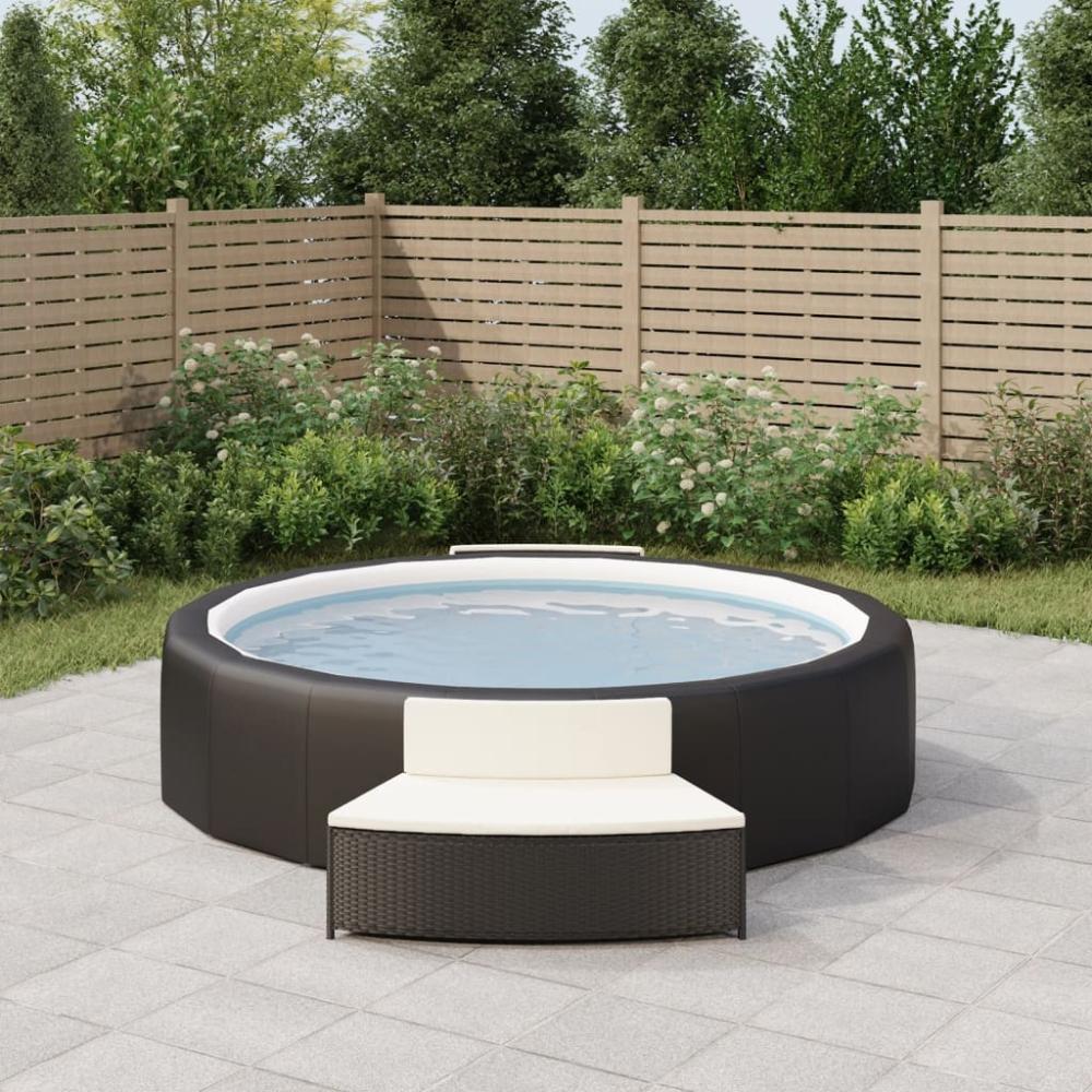 vidaXL Whirlpool-Bänke mit Auflagen 2 Stk. Schwarz Poly-Rattan 362262 Bild 1