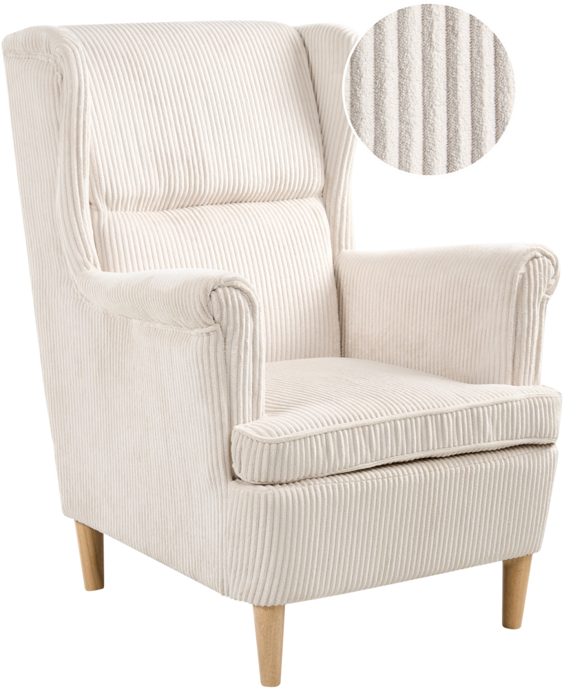 Ohrensessel ABSON Cord Hellbeige Bild 1