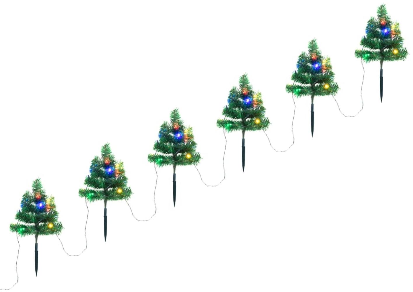 vidaXL Wegbeleuchtung Weihnachtsbäume 6 Stk. Mehrfarbig LEDs 45 cm PVC 344659 Bild 1