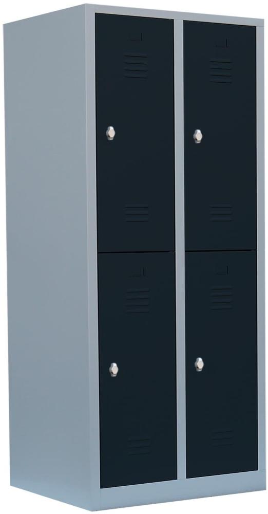 Steelboxx Komfort Spind Garderobenschrank 4 Fächer Schrank Schließfachschrank 180 x 80 x 50cm Grau/Anthrazit 523228 Abteilbreite ca. 400 mm Bild 1