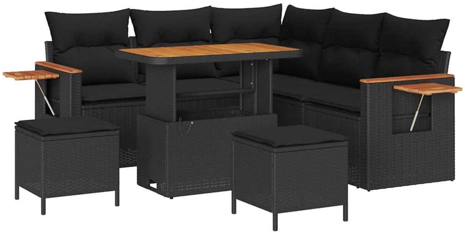 vidaXL Garten-Sofa-Set mit Kissen 8 pcs Schwarz 3363174 Bild 1