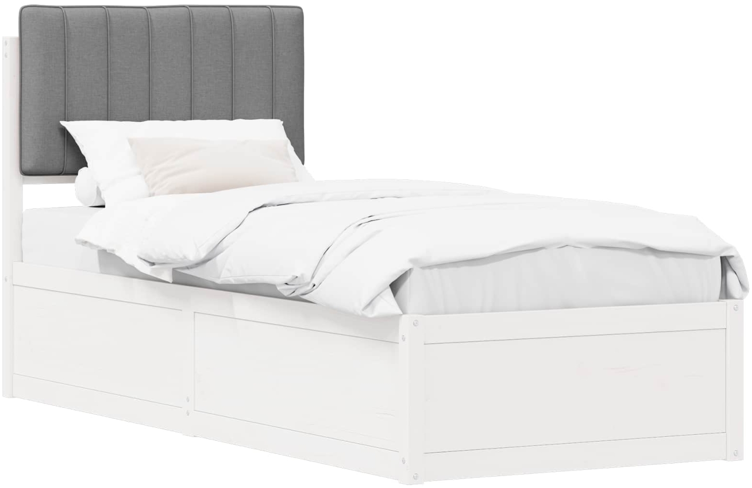 vidaXL Bettgestell mit gepolstertem Kopfteil Hellgrau 75x190 cm 877813 Bild 1